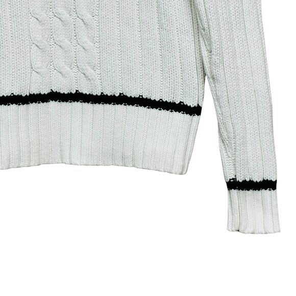 Vintage 90s Tommy Hilfiger White Cable Knit Sweater Size Medium Made in Japan - Picture 4 of 7